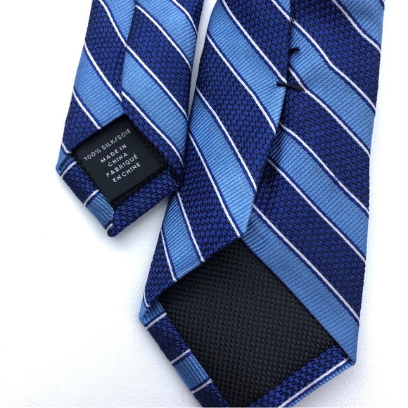 Nordstrom Kids Boys Blue Checkered Stripe Twill Wool Silk Neck Tie - Picture 2 of 3